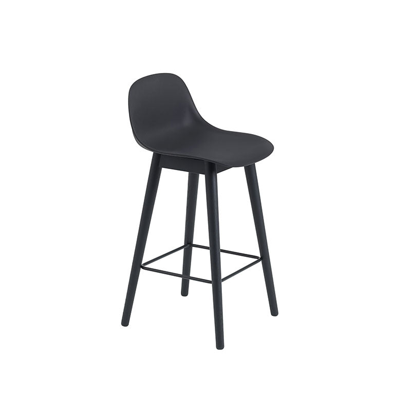 Fiber Counter/Bar Stool - Base in legno con schienale