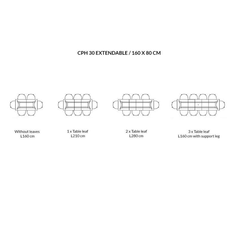 CPH 30 Extendable Table Solid Oak 80x160/310 cm