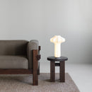 Kube Sofa 3 posti marrone scuro con tappeto e sgabello