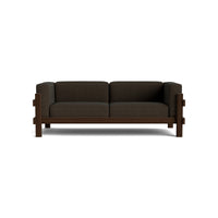 Kube Sofa 3 posti, telaio marrone scuro, tessuto Remix 356, vista di tre quarti