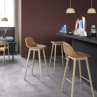 Fiber Counter/Bar Stool - Base in legno con schienale