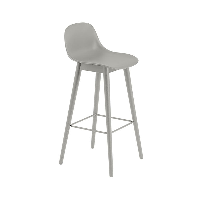 Fiber Counter/Bar Stool - Base in legno con schienale