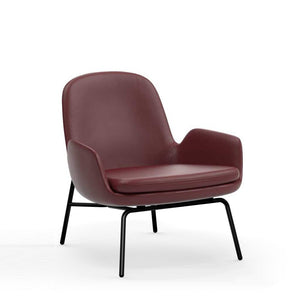 Era Lounge Chair Low Acciaio nero - Pelle / Bordeaux